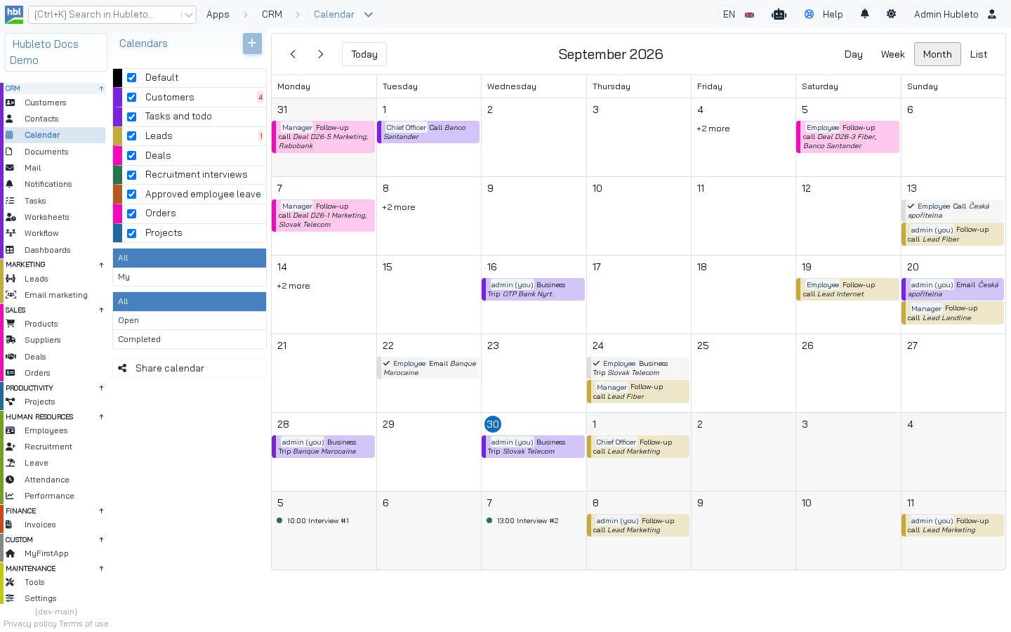 Calendar app with events from several apps