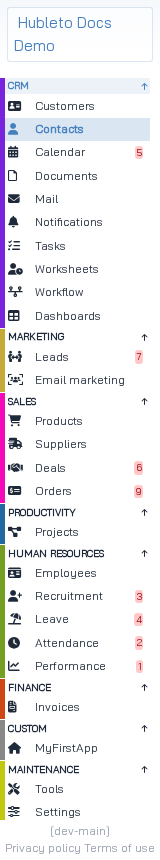 Badges in the main sidebar